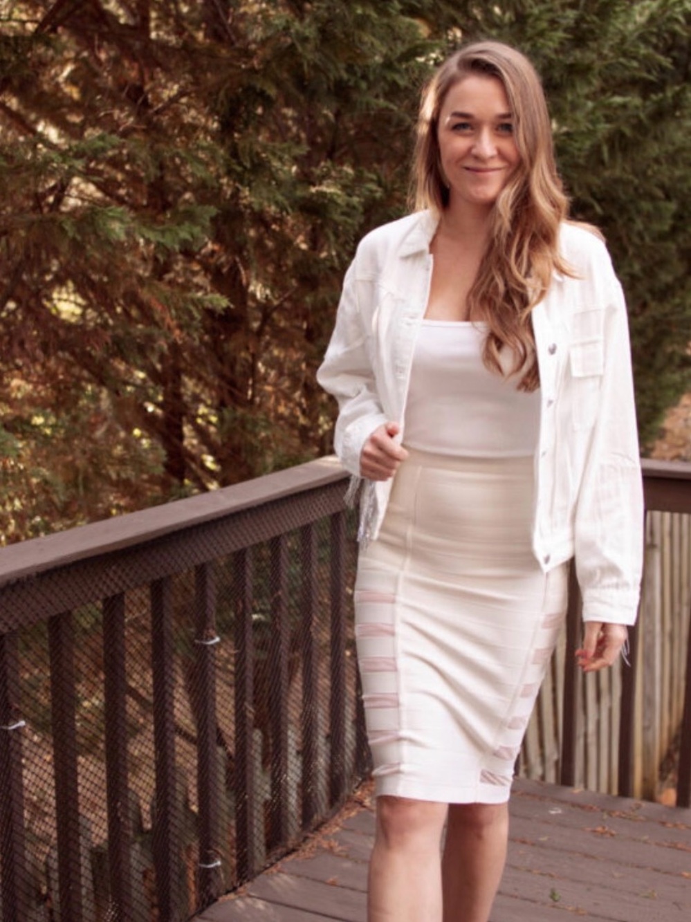 Sequin Fringe White Denim Jacket - Picture 4 of 12